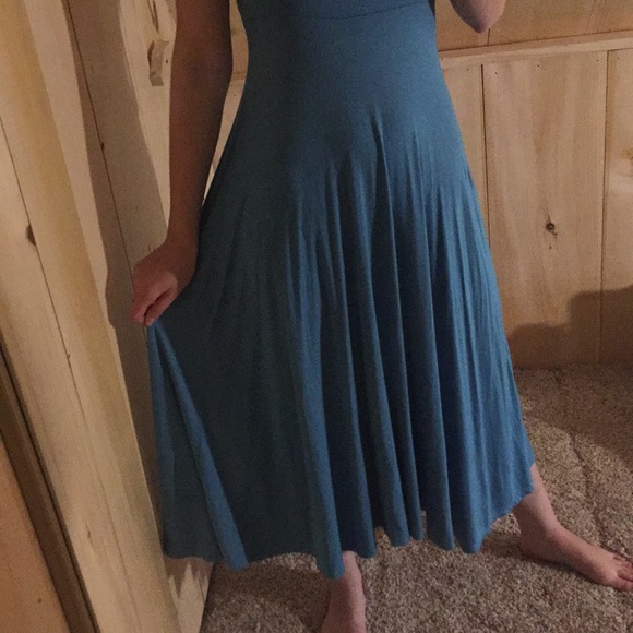 Long Stretchy Comfortable Blue Dress Backless - Picture 2 of 3